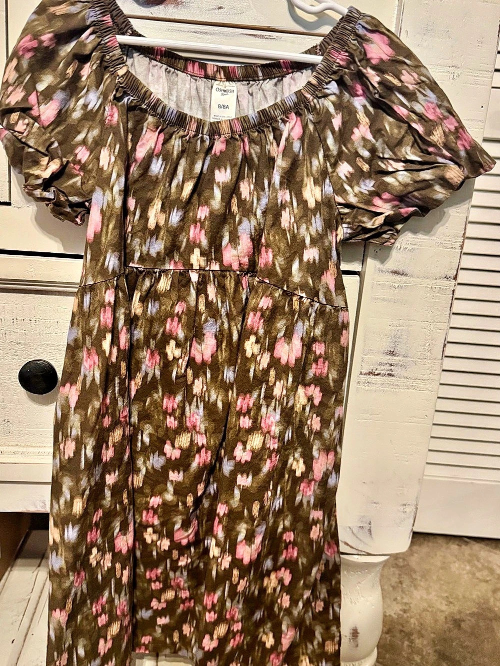 Girl Floral Maxi Dress Brown & Pink Medium